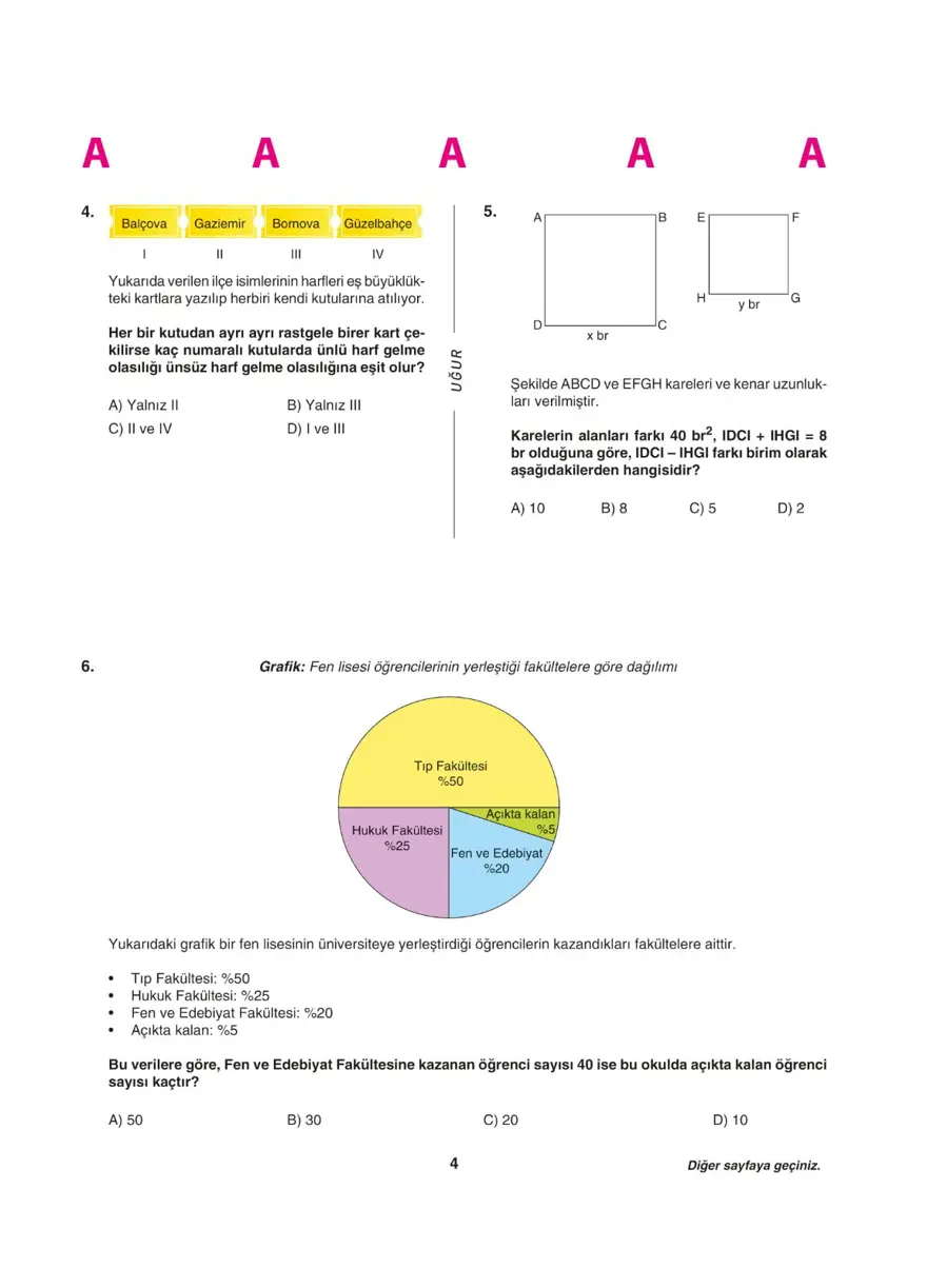 Uğur Okulları LGS deneme sınavı (Sayısal bölüm) 3