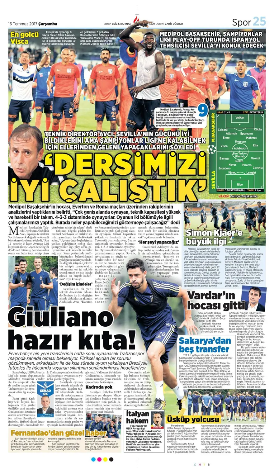 Günün spor gazeteleri (Transfer haberleri - 16 Ağustos 2017) 16