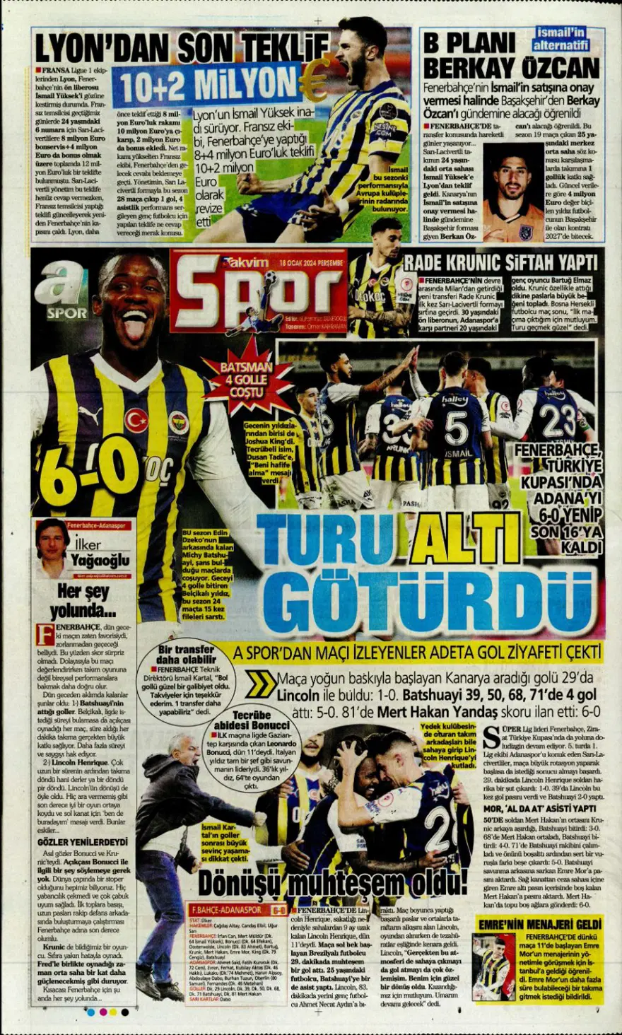 "Aslan'dan Mangala harekatı" (18 Ocak 2024 spor manşetleri) 13 "Aslan'dan Mangala harekatı" (18 Ocak 2024 spor manşetleri) 13