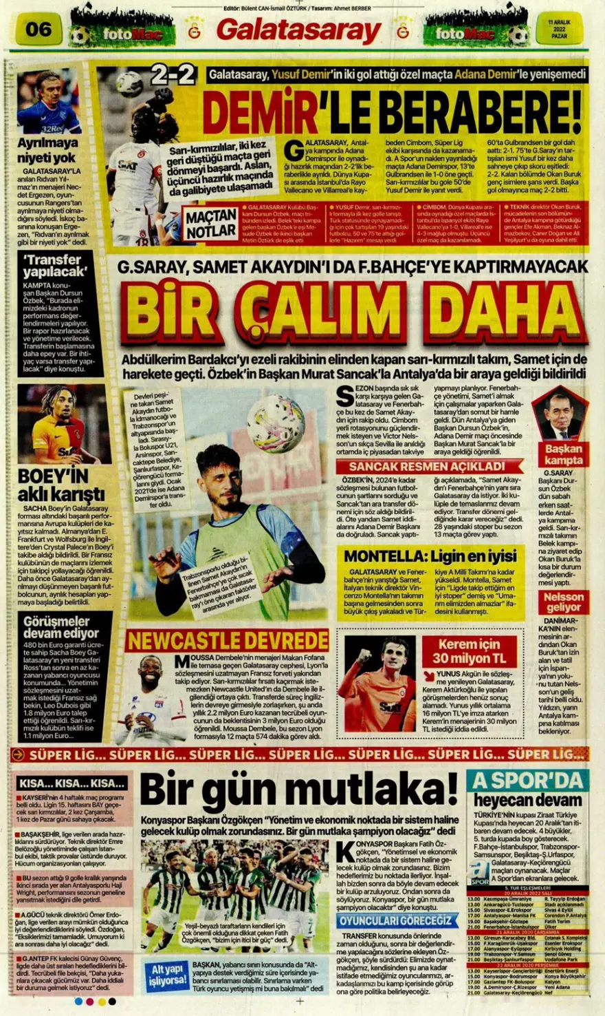 Günün spor manşetleri (11 Aralık 2022) 6