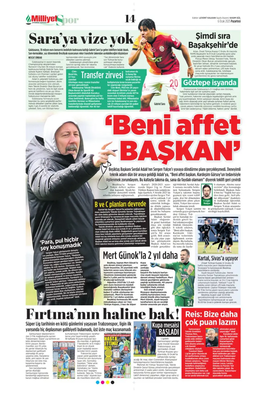 "Hızlı tren Nesyri" (6 Ocak 2025 spor manşetleri) 17