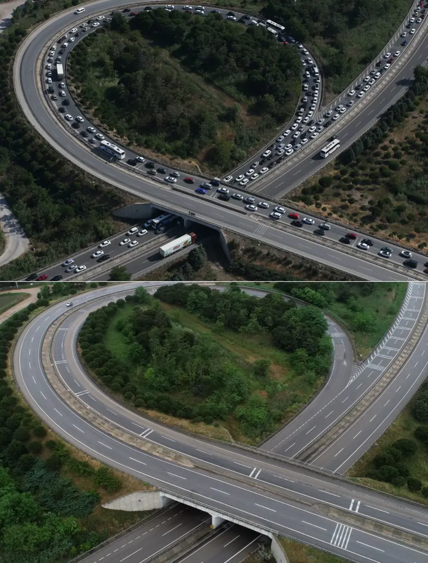 Bayram tatillerinde uzun araç kuyruklarının oluştuğu kara yolları boş kaldı 