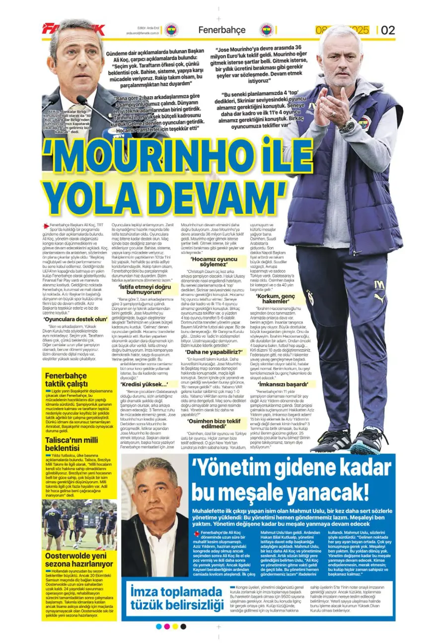"Alacağım yok, borcum var" (8 Mayıs 2025 spor manşetleri) 2