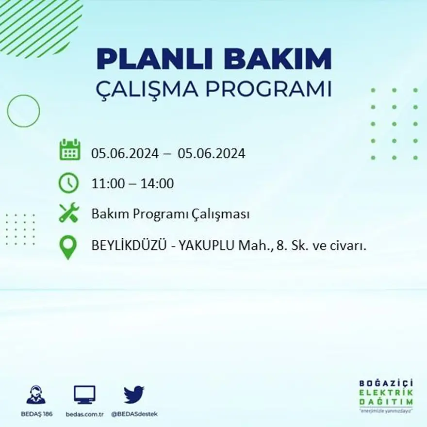 İstanbul'un 19 ilçesinde elektrik kesintisi: Elektrikler ne zaman gelecek? (5 Haziran BEDAŞ kesinti programı) 13 İstanbul'un 19 ilçesinde elektrik kesintisi: Elektrikler ne zaman gelecek? (5 Haziran BEDAŞ kesinti programı) 13