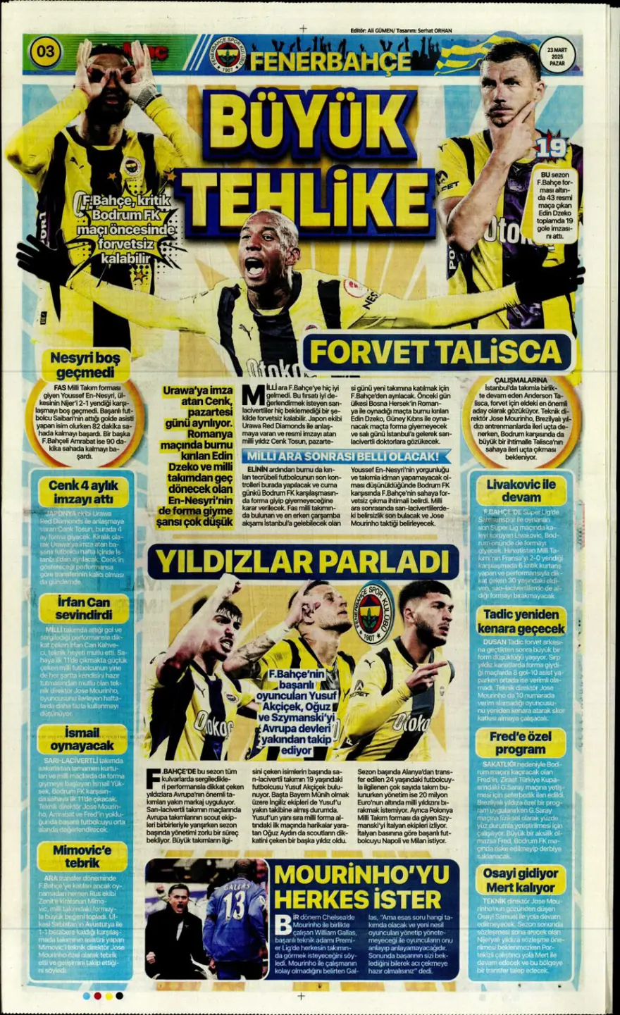 "A ligi için son viraj" (23 Mart 2025 spor manşetleri) 5 "A ligi için son viraj" (23 Mart 2025 spor manşetleri) 5