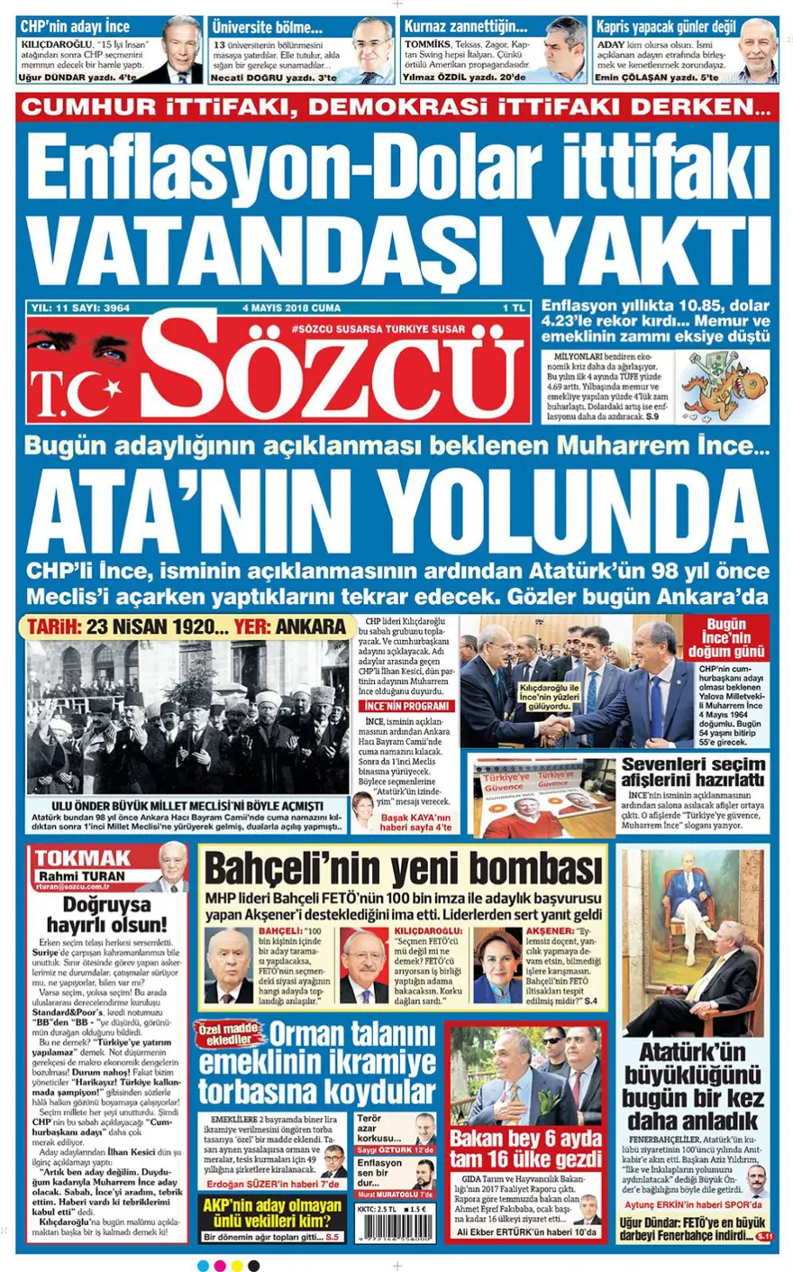 Günün gazete manşetleri - 4 Mayıs 2018 8
