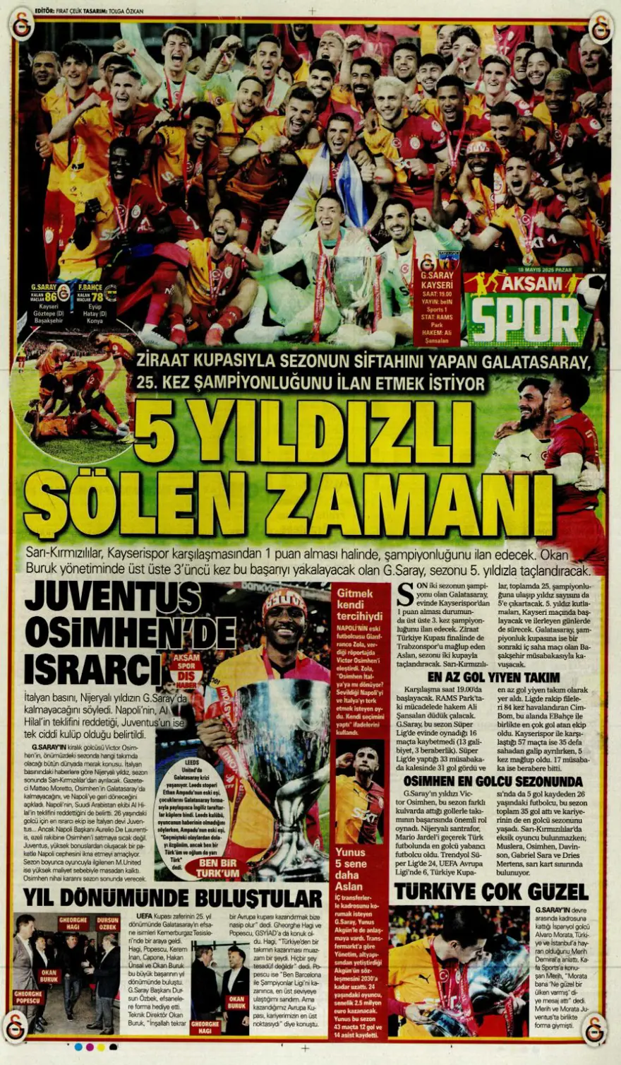 "Devler Ligi hediyesi Silva" (18 Mayıs 2025 spor manşetleri) "Devler Ligi hediyesi Silva" (18 Mayıs 2025 spor manşetleri)