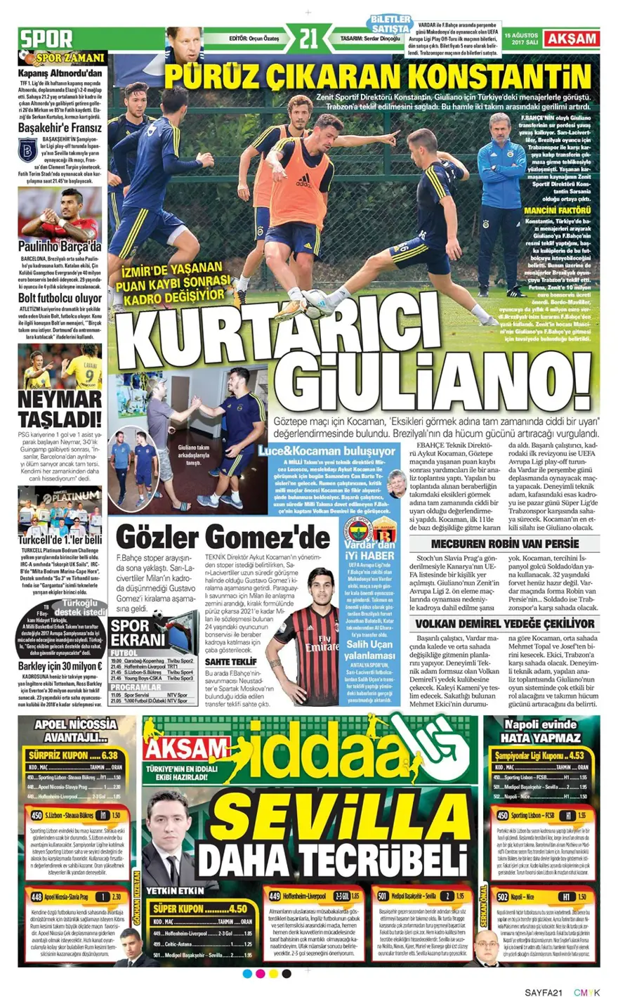 Günün spor gazeteleri (Transfer haberleri - 15 Ağustos 2017) 21 Günün spor gazeteleri (Transfer haberleri - 15 Ağustos 2017) 21
