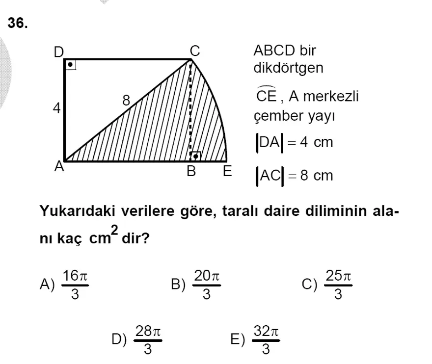 YGS Matematik soruları ve yanıtları 35