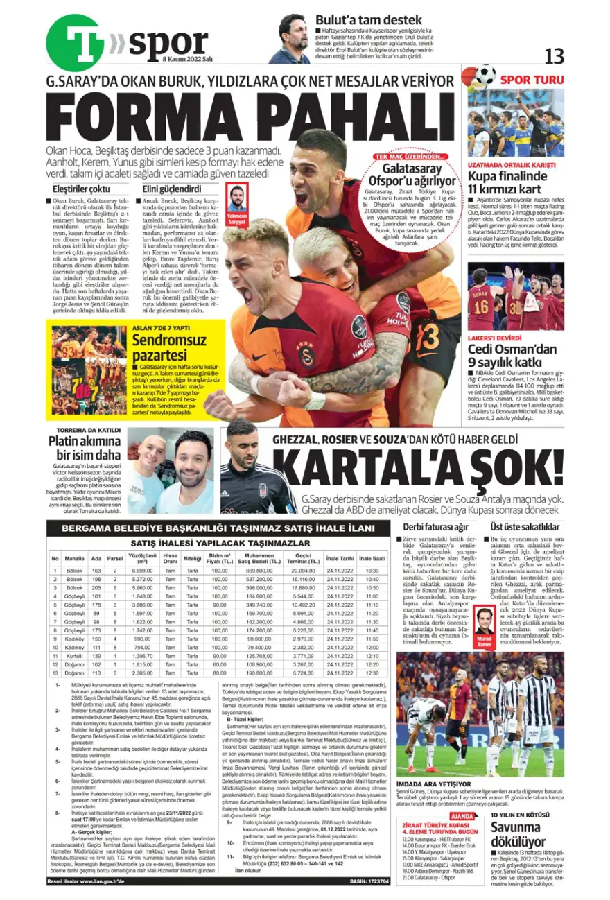 Günün spor manşetleri (8 Kasım 2022) 15