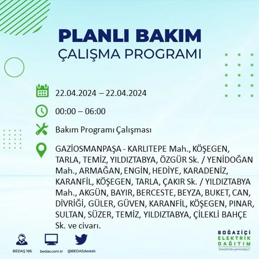 22 Nisan tarihli BEDAŞ kesinti programı: İstanbul'un 18 ilçesinde elektrik kesintisi: Elektrikler ne zaman gelecek? 52 22 Nisan tarihli BEDAŞ kesinti programı: İstanbul'un 18 ilçesinde elektrik kesintisi: Elektrikler ne zaman gelecek? 52