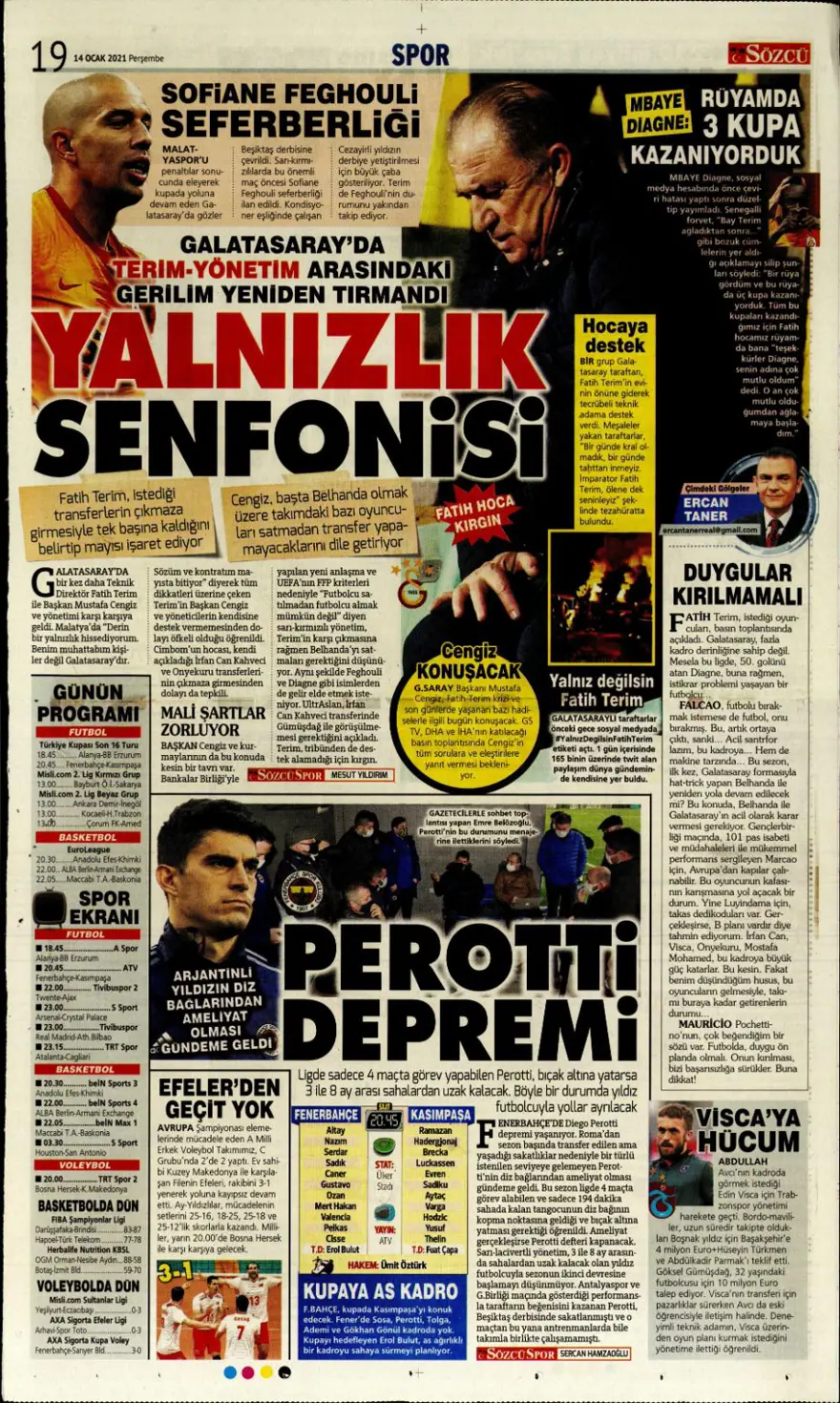 Günün spor manşetleri (14 Ocak 2021) 11