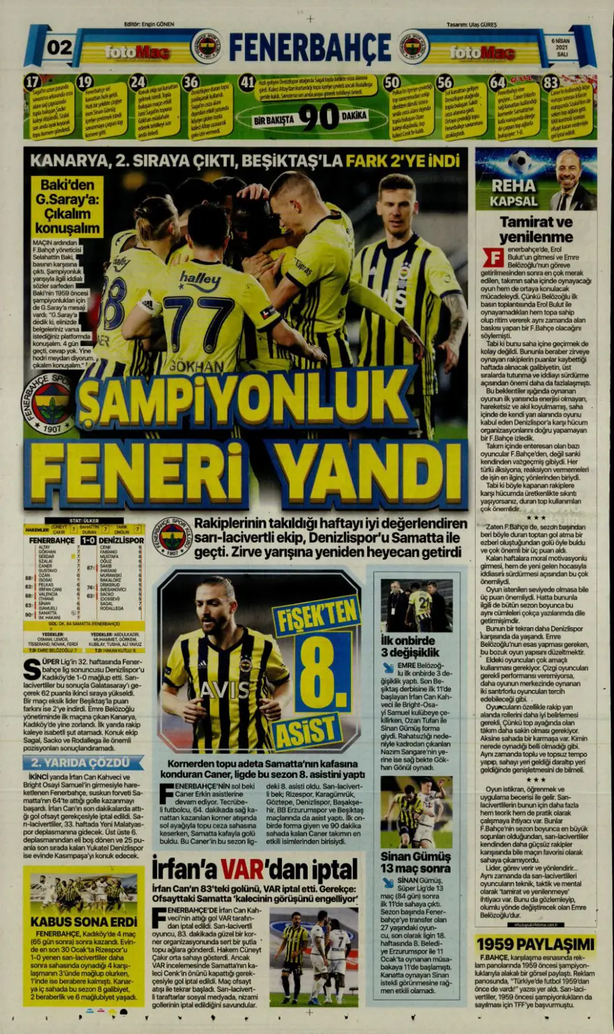 Günün spor manşetleri (6 Nisan 2021) 3