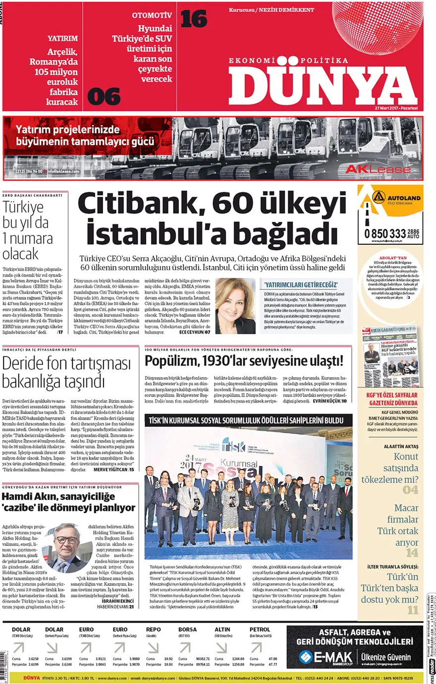 Günün gazete manşetleri - 27 Mart 2017 10