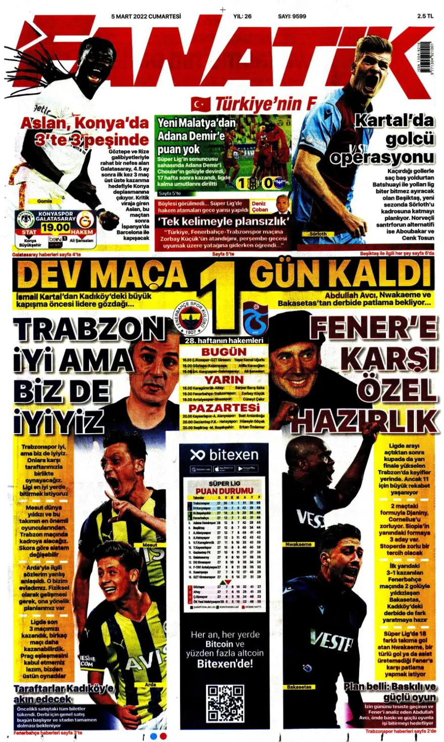 Günün spor manşetleri (5 Mart 2022) 1