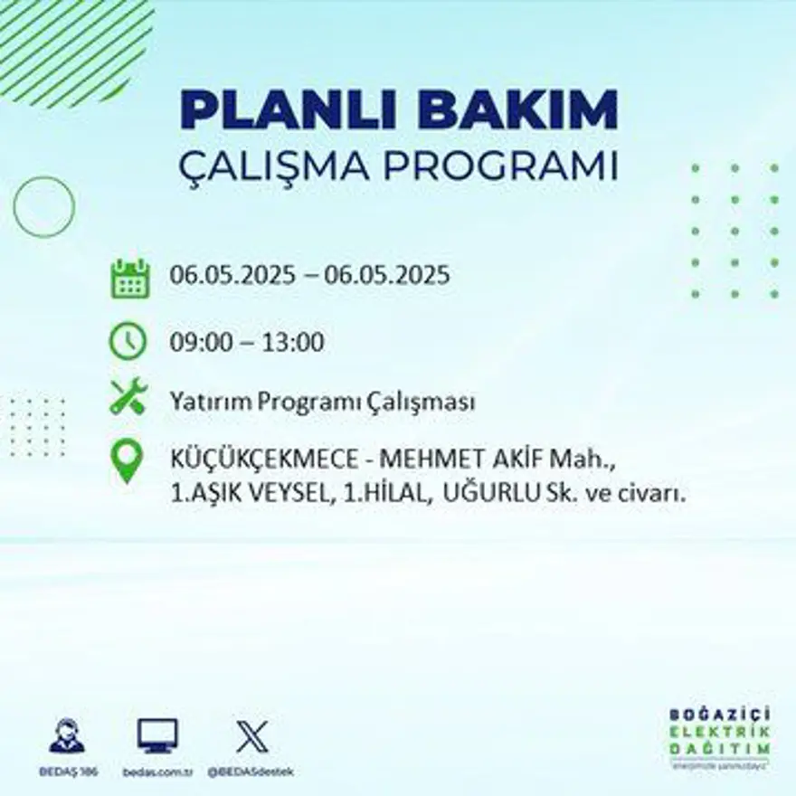 İstanbul'un 20 ilçesinde elektrik kesintisi: Elektrikler ne zaman gelecek? 49