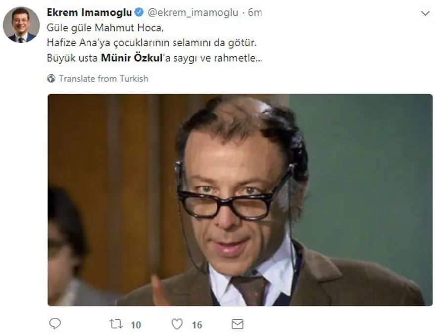 Ünlü isimlerden Münir Özkul paylaşımları (Ustanın ardından sosyal medya) 15 Ünlü isimlerden Münir Özkul paylaşımları (Ustanın ardından sosyal medya) 15