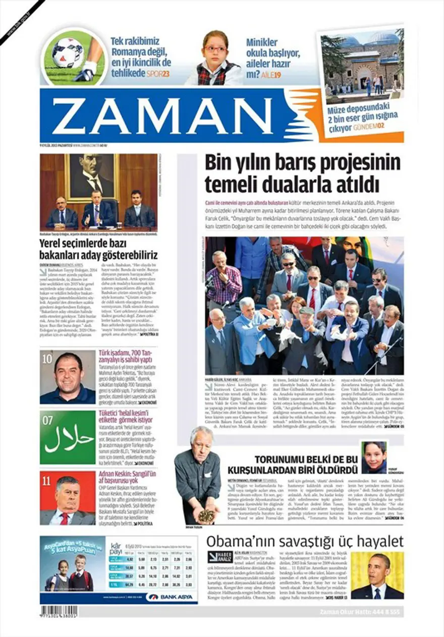 9 Eylül 2013 gazete manşetleri 21