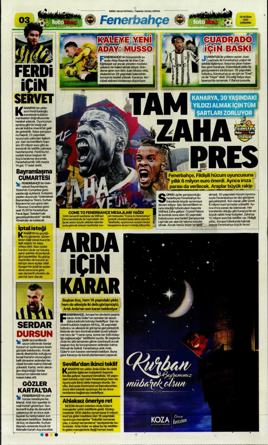 Günün spor manşetleri (28 Haziran 2023) 10