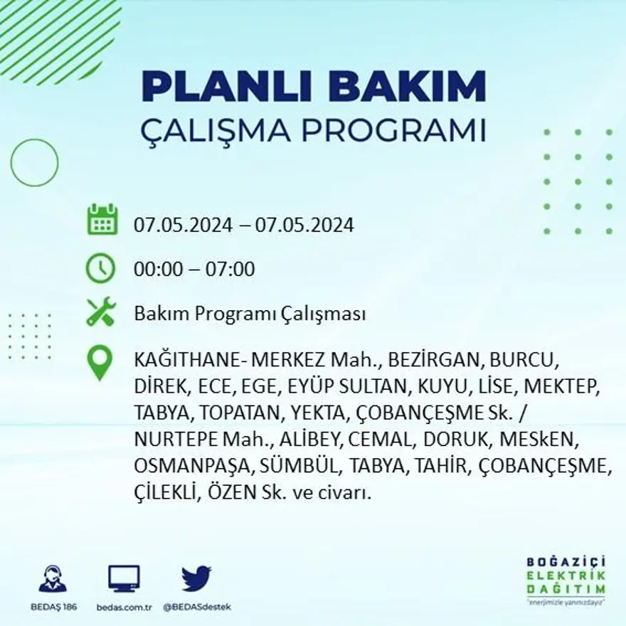 İstanbul'un 23 ilçesinde elektrik kesintisi: Elektrikler ne zaman gelecek? (7 Mayıs tarihli BEDAŞ kesinti programı) 41 İstanbul'un 23 ilçesinde elektrik kesintisi: Elektrikler ne zaman gelecek? (7 Mayıs tarihli BEDAŞ kesinti programı) 41