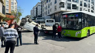 Virajı hızlı önünde aracı düşürdü