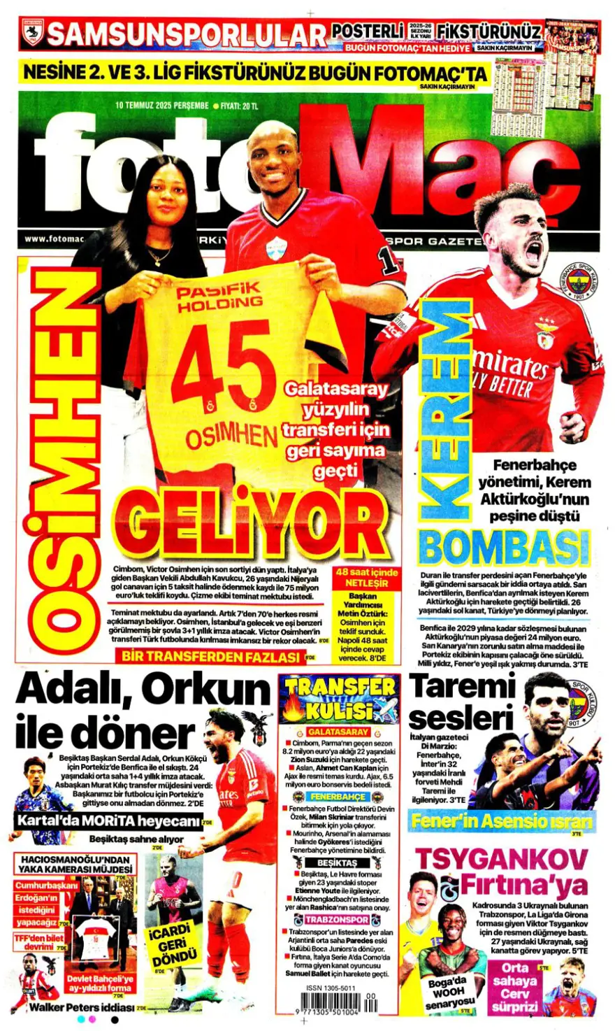 "Fenerbahçe'den Kerem harekatı" (10 Temmuz 2025 spor manşetleri) 7