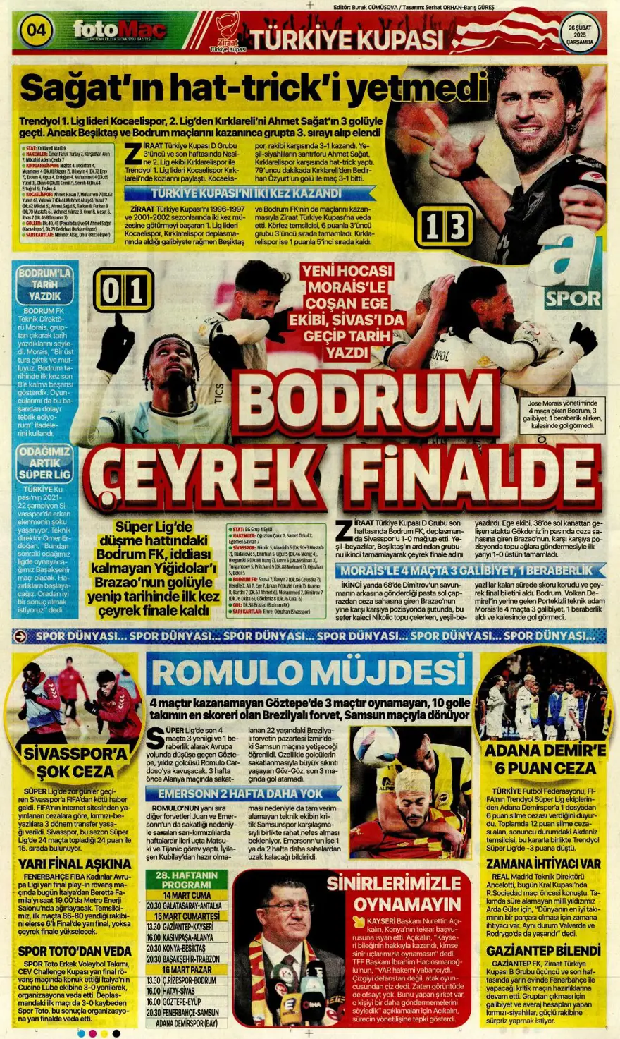 "Türk futbolunda maymun tartışması" (26 Şubat 2025 spor manşetleri) 14