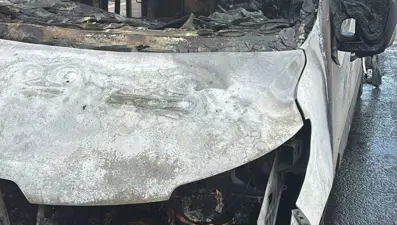 Yolcu minibüsü alev alev yandı