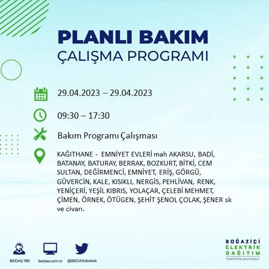 İstanbul'un 14 ilçesinde elektrik kesintisi: Elektrikler ne zaman gelecek? (29 Nisan BEDAŞ planlı elektrik kesintisi) 17