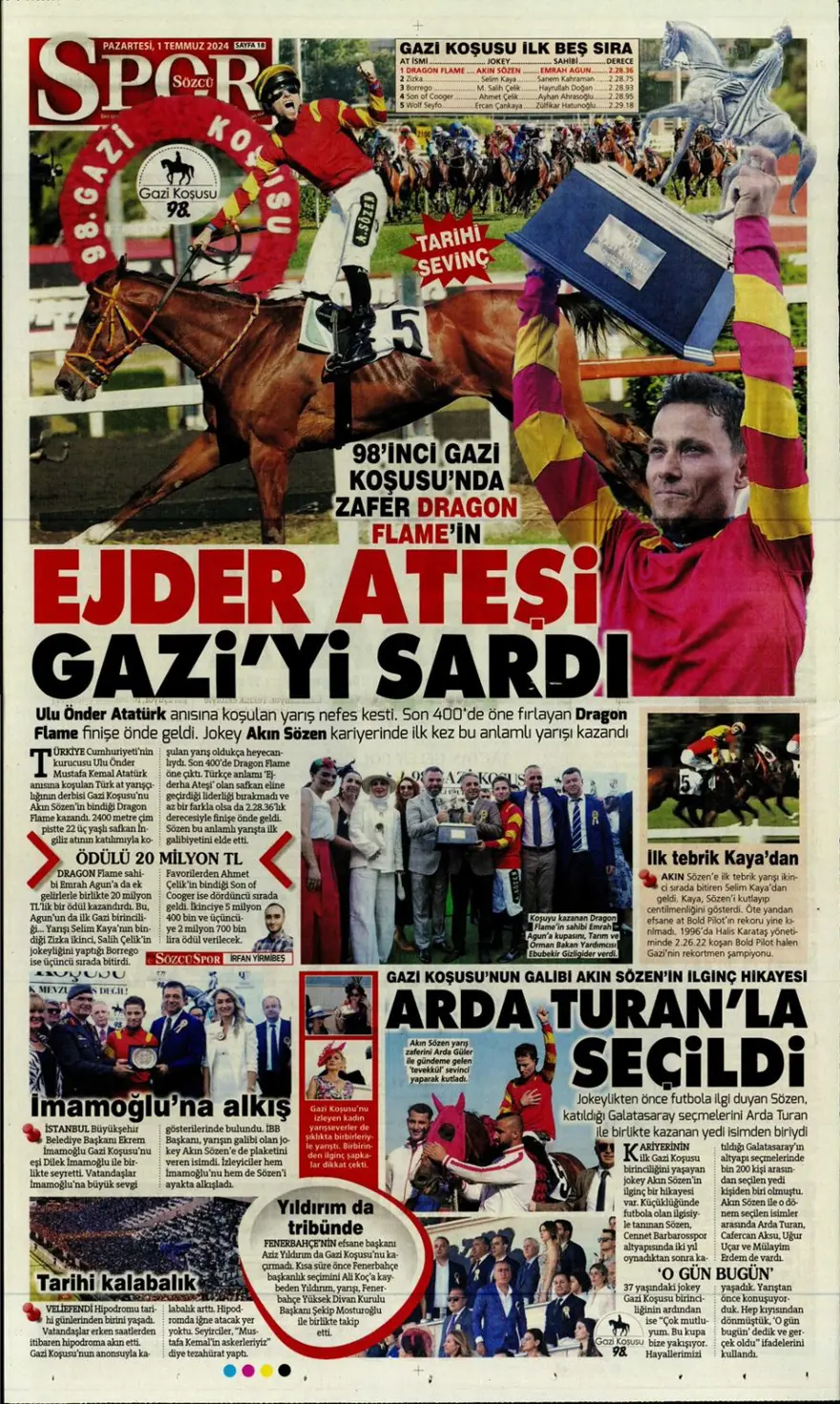 "Türkiye intikam için hevesli" (1 Temmuz 2024 spor manşetleri) 8