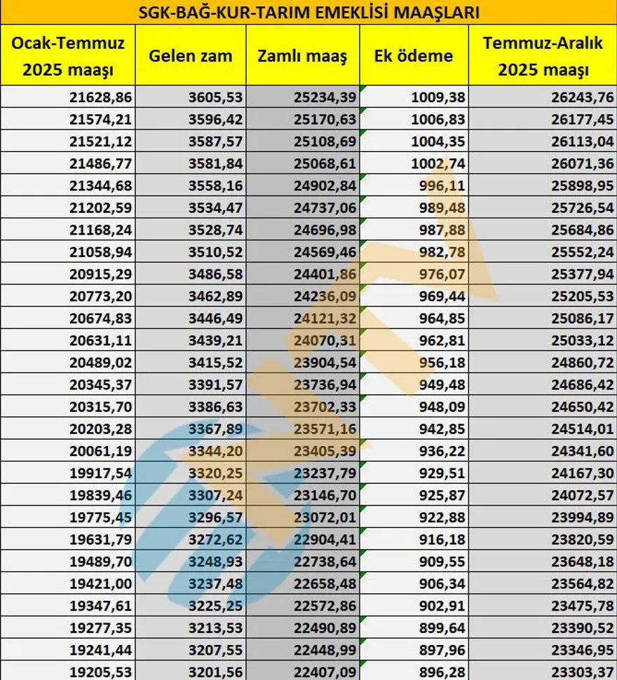 SGK, Bağ-Kur, tarım emeklisi zamları belli oldu... Maaşlar ne kadar oldu? İşte tam liste 9