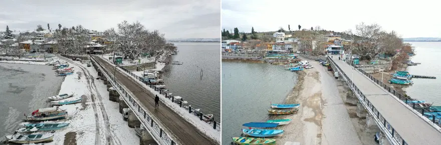 Bursa'daki Gölyazı kar güzelliğine hasret kaldı 2