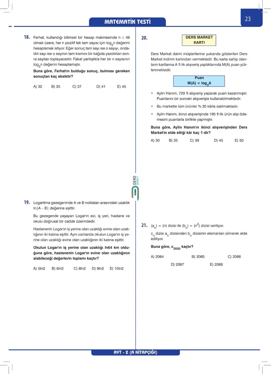 AYT Deneme Sınavı 21