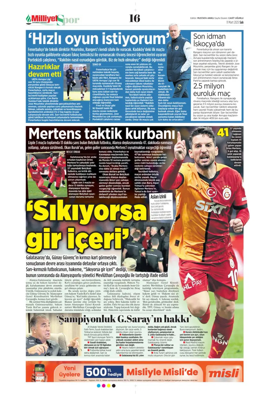 "Fener gözü kararttı" (11 Mart 2025 spor manşetleri) 15 "Fener gözü kararttı" (11 Mart 2025 spor manşetleri) 15