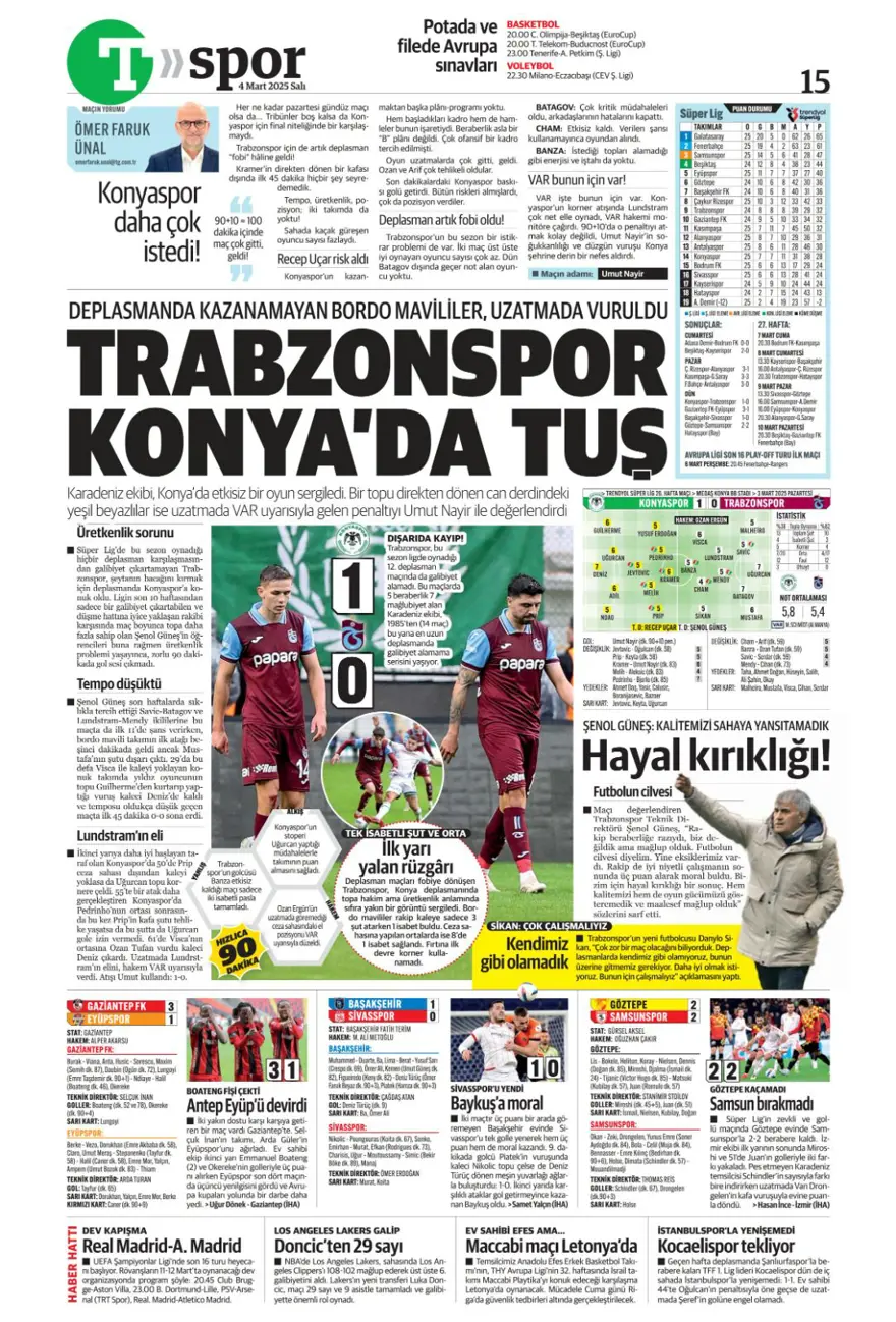 "Hedefte Buruk var" (4 Mart 2025 spor manşetleri) 24