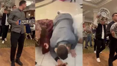 Esenyurt'ta ilginç anlar: Düğünde gelini yere düşüren çiçek kapma yarışı