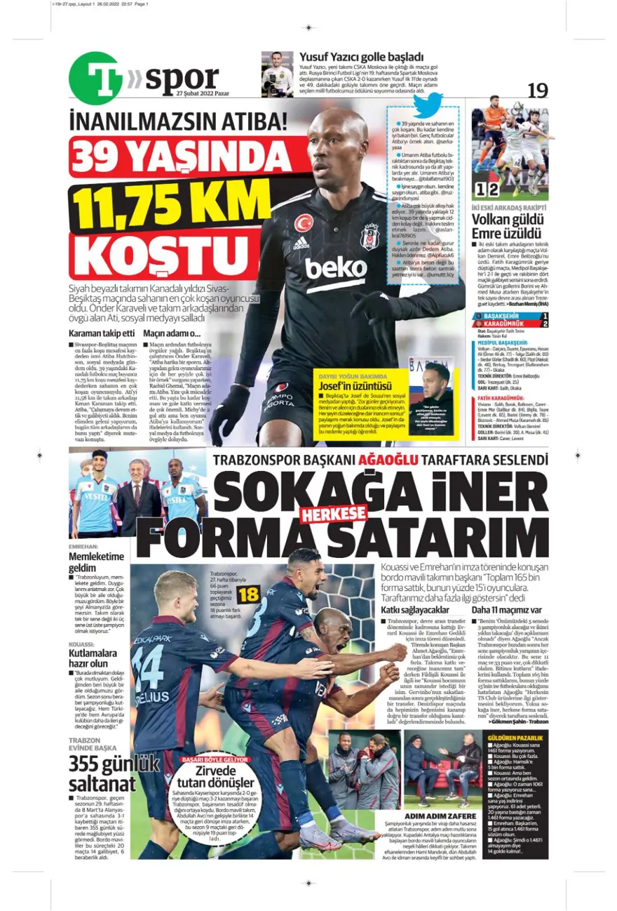 Günün spor manşetleri (27 Şubat 2022) 25