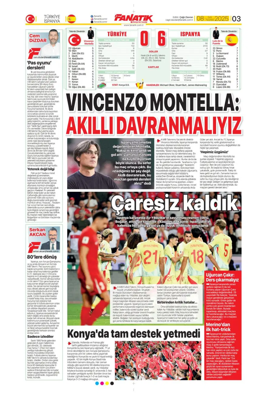 "Bozgun gecesi" (8 Eylül spor manşetleri) 2 "Bozgun gecesi" (8 Eylül spor manşetleri) 2