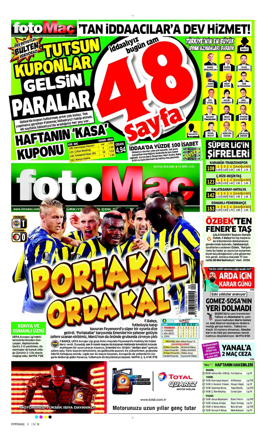 Günün gazete manşetleri - 30 Eylül 2016 19