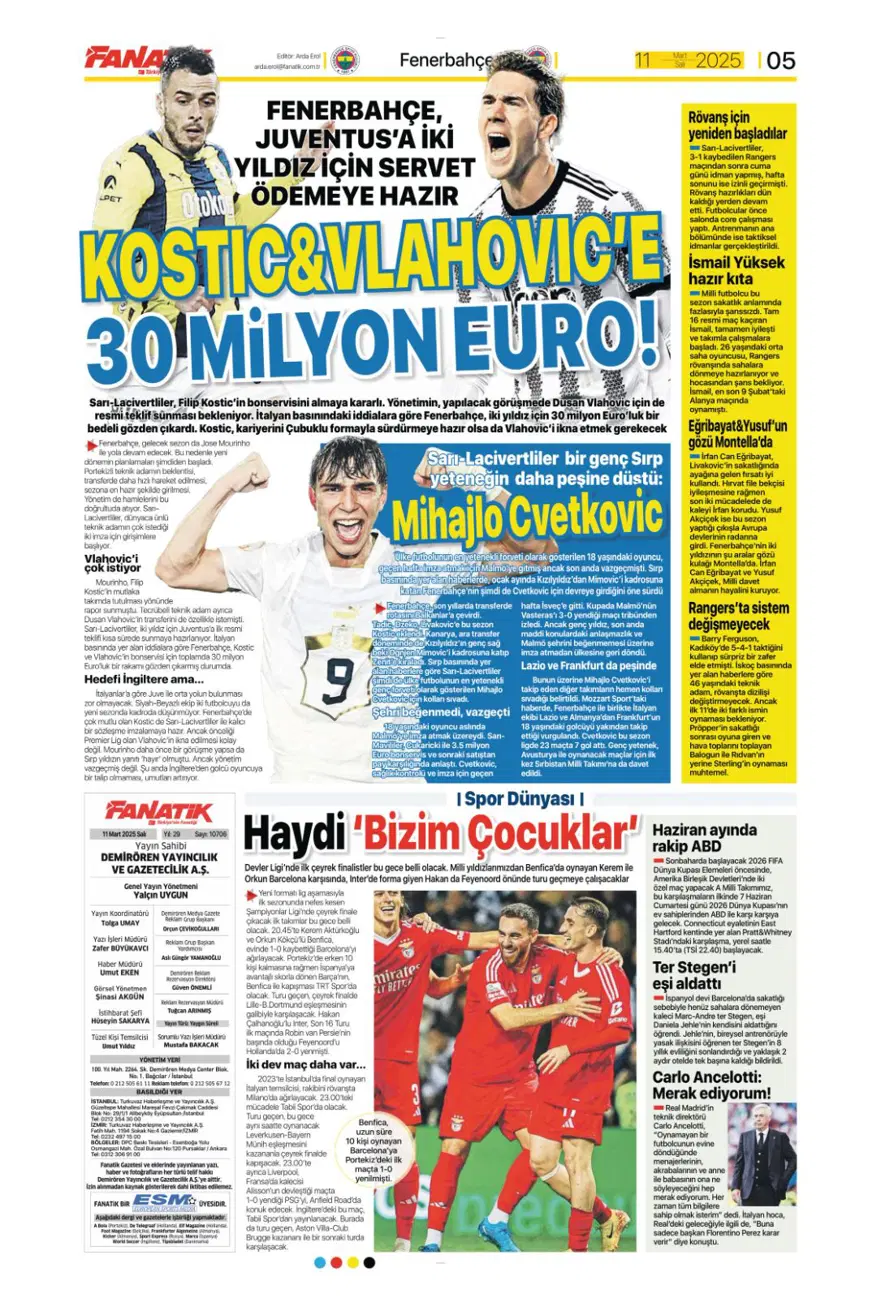 "Fener gözü kararttı" (11 Mart 2025 spor manşetleri) 27 "Fener gözü kararttı" (11 Mart 2025 spor manşetleri) 27