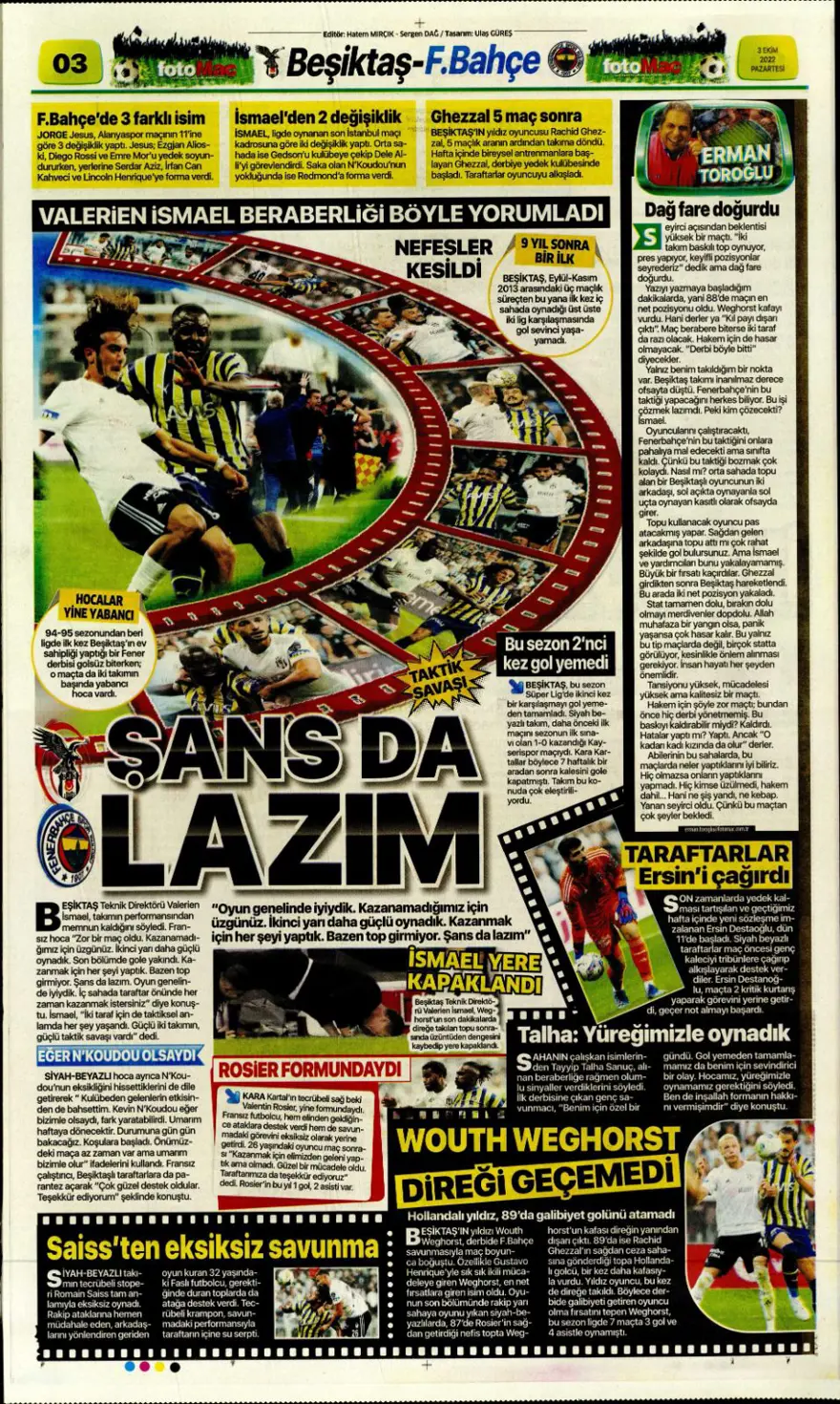 Günün spor manşetleri (3 Ekim 2022) 2