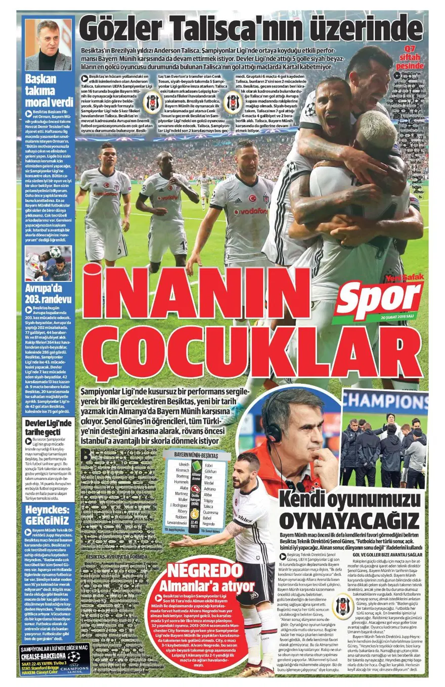 Günün spor gazeteleri (20 Şubat 2018) 13