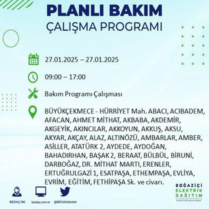 İstanbul'un birçok ilçesinde elektrik kesintisi: Avcılar'da elektrikler ne zaman gelecek? BEDAŞ kesinti programı 18