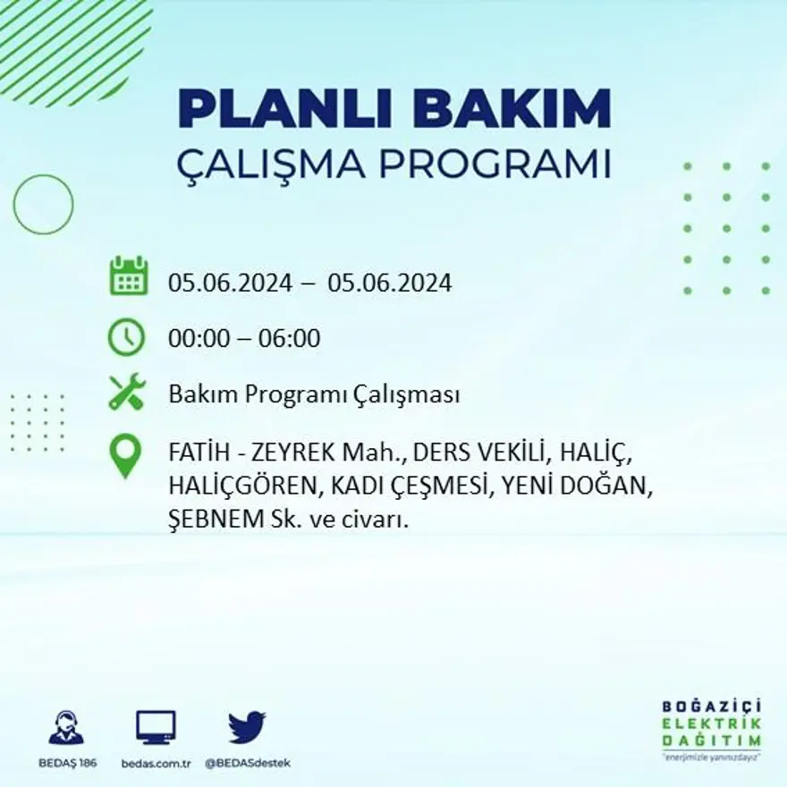 İstanbul'un 19 ilçesinde elektrik kesintisi: Elektrikler ne zaman gelecek? (5 Haziran BEDAŞ kesinti programı) 39 İstanbul'un 19 ilçesinde elektrik kesintisi: Elektrikler ne zaman gelecek? (5 Haziran BEDAŞ kesinti programı) 39