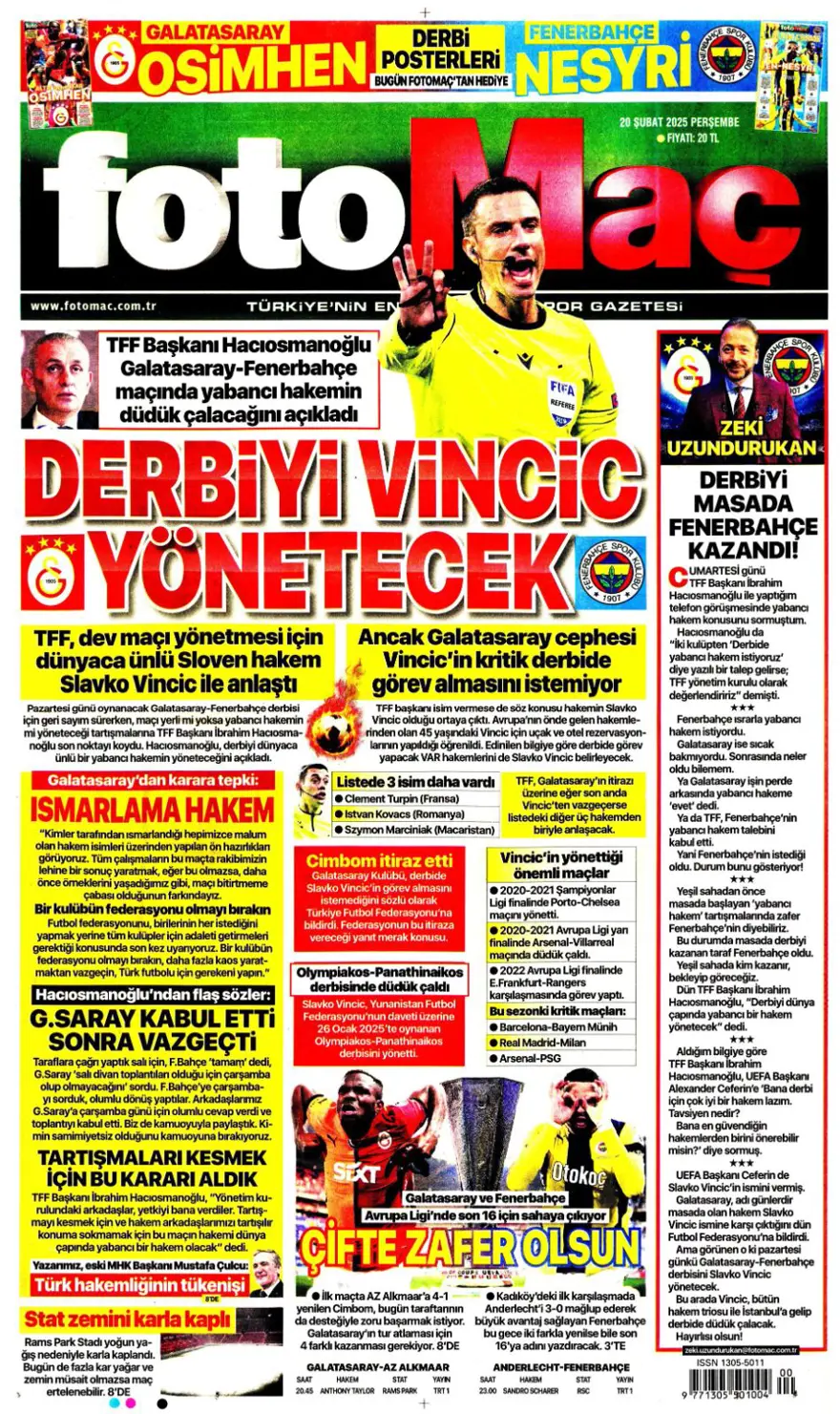"Fenerbahçe zafer, Aslan destan peşinde" (20 Şubat spor manşetleri) 6