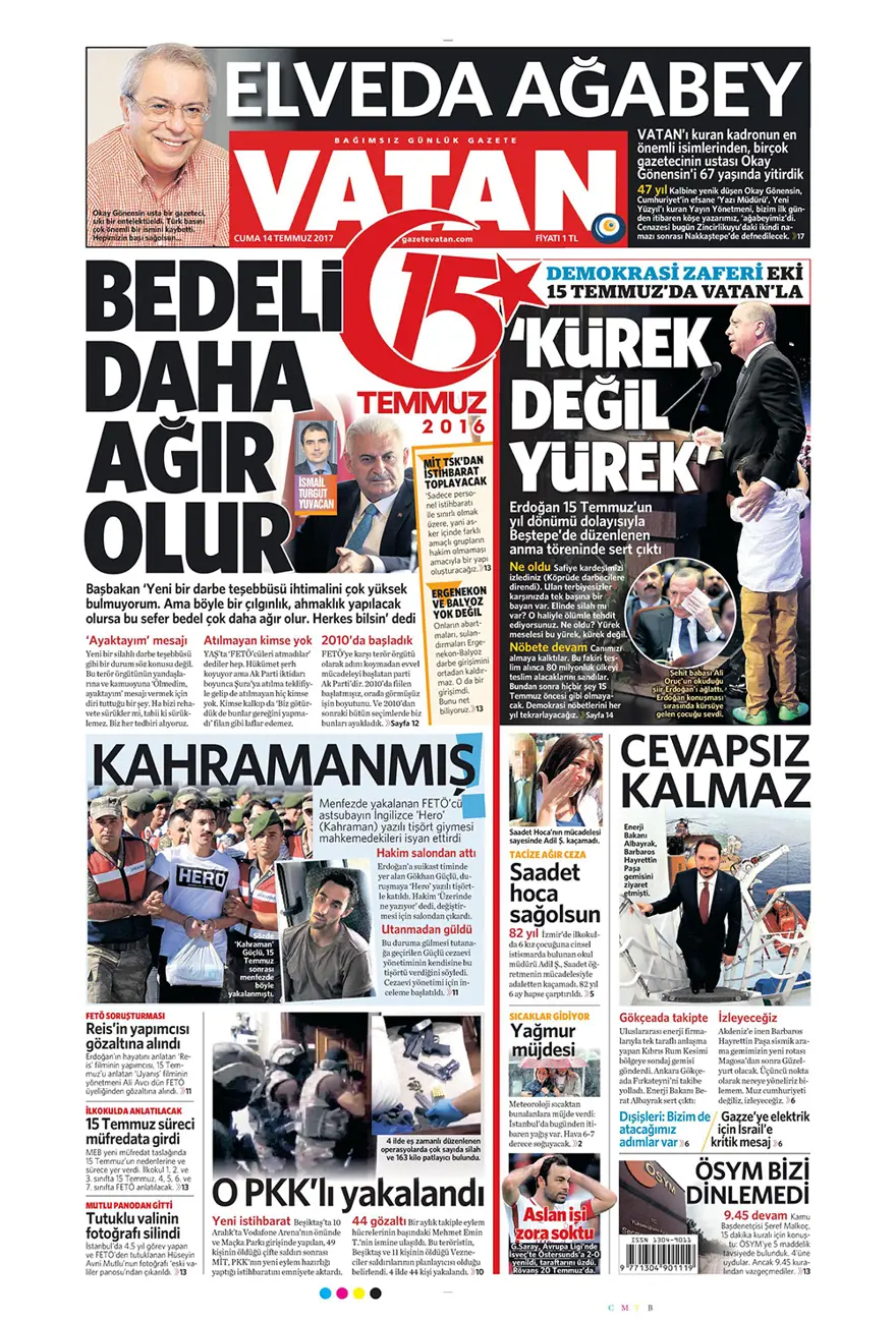 Günün gazete manşetleri - 14 Temmuz 2017 3