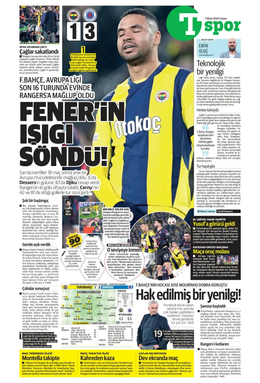 "Turu zora soktu" (7 Mart 2025 spor manşetleri) 16