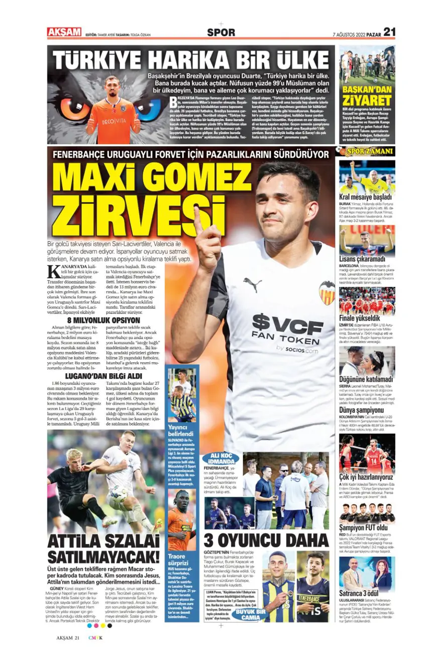 Günün spor manşetleri (7 Ağustos 2022) 2