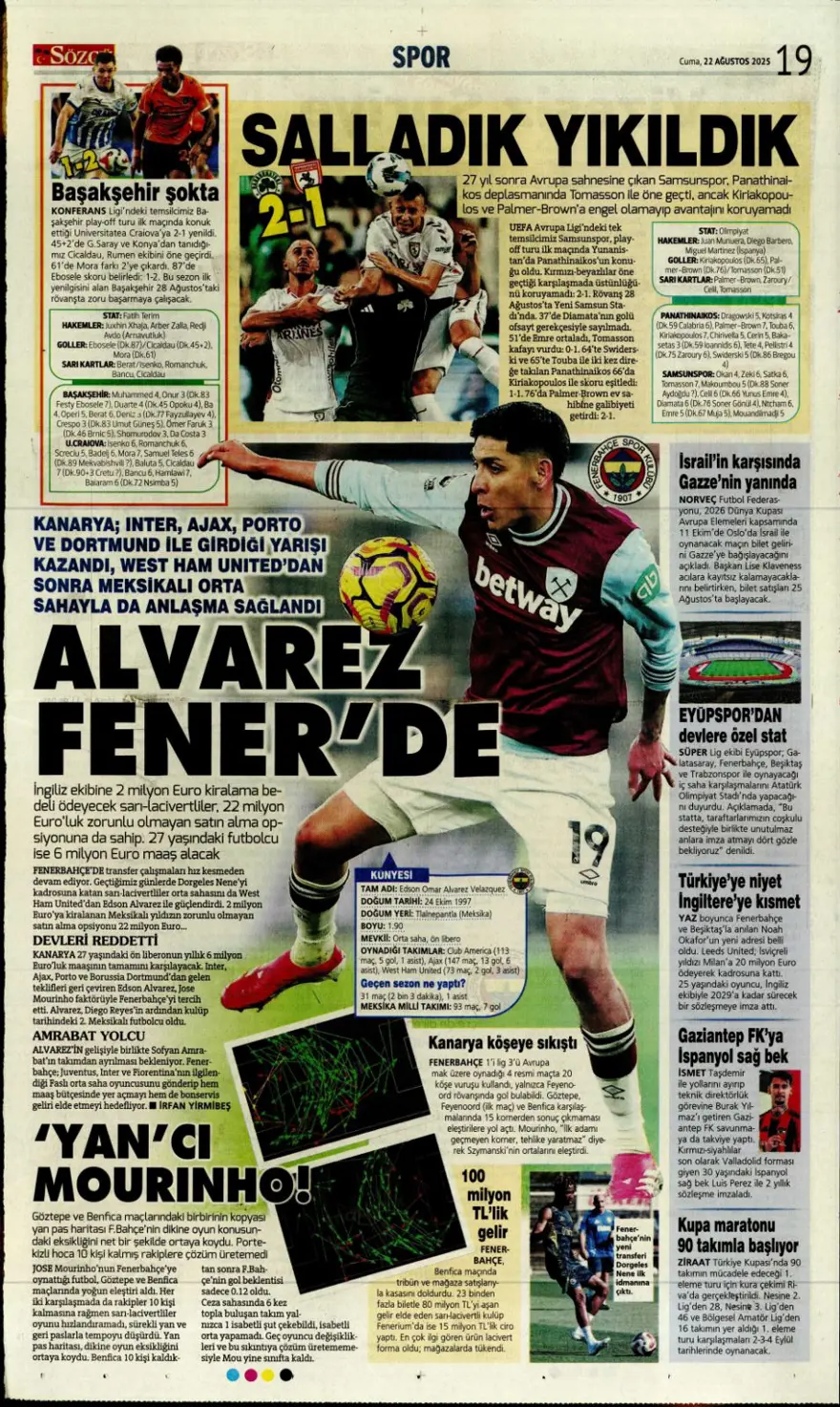 "Meksika ateşi" (22 Ağustos spor manşetleri) 19