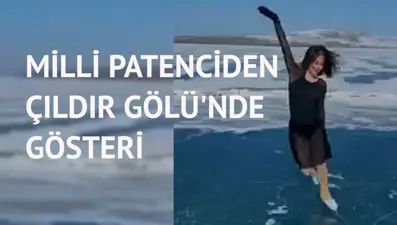 Donan gölde buz pateni performansı